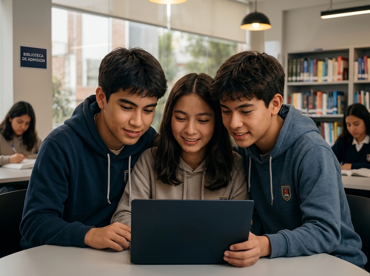 Estudiantes preparándose para el examen de admisión